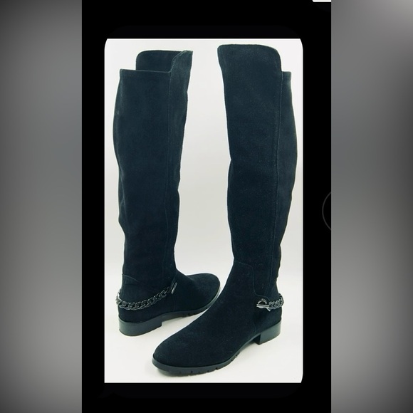 KARL LAGERFELD PARIS, Shay Chain-Trim Suede Knee-High Boots, Sz 9, Worn Once - Picture 4 of 11